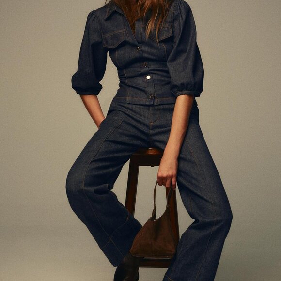 Fitted Denim Puff Sleeve Shirt XS | ZARA - Picture 10 of 10